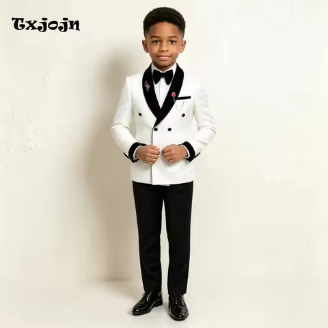 Formal Boys Suit Dapper Color Block Homecoming Tuxedos 2-piece Set Trend Shawl Lapel Jacket Double B