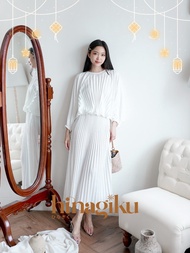 HNGK Kaze Signature Skirt One Set Batwing Skirt Pleated Blouse Pleated A07+R01 Muslimah Skirt Set