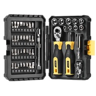 DELI 46PCS Screwdriver Ratchet Wrench Set with Sockets Metric Hex Bit Socket Set Mechanic Tool