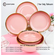 PUTIH UNGU Hcstore PLATES 1 CONTAINS 5 ITEMS GOLD SULTAN PREMIUM Ceramic Marble White Pink Purple Ki