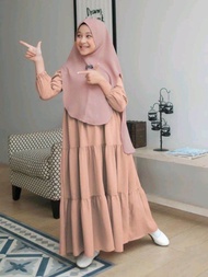 GAMIS ANAK MIDI RAYON TEBAL.GAMIS REMPEL ANAK POLOS