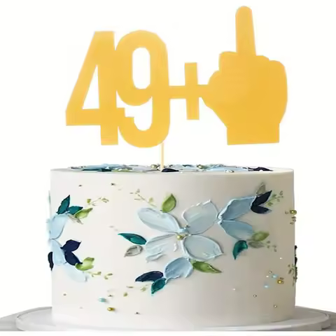 1pc 49+1 Premium Gold Cake Topper - Elegant 50th Birthday Decor Set with Bonus Golden Age Sign