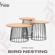 KUSI Bird Nesting Coffee Table / side table / living hall table / round oak black table / SML Size