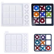 OX Chess Resin Mold, Tic Tac Toe Game Epoxy Resin Silicone Mold OX Board Game Mold for DIY Projects Family Party Game Making