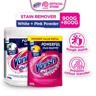 Bundle of 2 Vanish Stain Remover White Powder Fabric Cleaner 900G + Vanish Stain Remover Pink Reseal