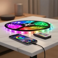 Flexible RGB LED Strip Lights - 5V USB, Bluetooth APP Control, 24-Key Remote, Color Changing for TV 