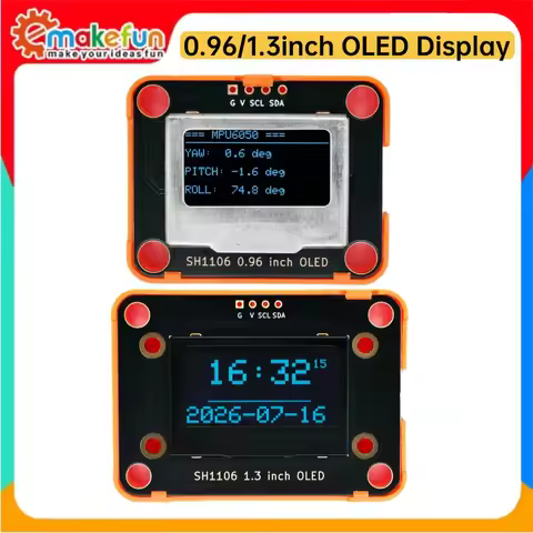 OLED Display 1.3/0.96 Inch SH1106 I2C 132x64 Pixels Screen Steel Case & LEGO Base for Arduino ESP32 