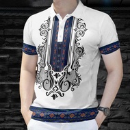 White Polo Shirts For Men Casual Short Sleeves Filipino Ethnic Clothing Men's Barong T-shirts Bohemi