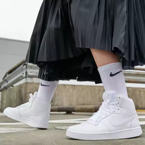 Nike Official Authentic Ebernon Mid Women's Mid-Top Simple Classic Skate Shoes AQ1778-100