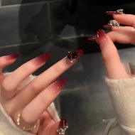 Handmade Wearing Nails Gradient Three-Dimensional Crystal Diamonds Exquisite New Year Bridal Nails G