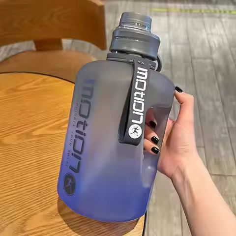 2.4 Liter Sports Water Bottle With Straw Large Capacity Fitness With Scale Gradient Kettle Outdoor P
