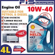 FIS Original Engine Oil Shell Helix 10W40 HX7 Semi Synthetic 4Liter Minyak Hitam Enjin Kereta Proton Saga Perodua10W-40