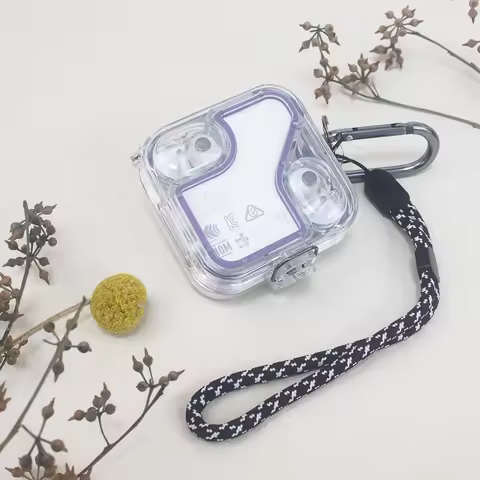 Protective Cover with 5 Pairs Silicone Ring Earphone Headphones Cover Hollow Waterproof Lanyard and 