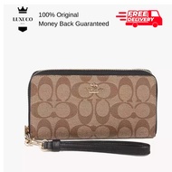 [Luxuco] Coach Long Zip Around Women Long Wallet In Signature Canvas C4452 Brown