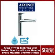 Arino Sink Tap with Swivel Spout and Lever Handle | T-7448 | Cold Tap |  Brass Material | Chrome Finish | 3 Ticks