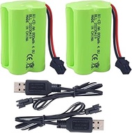2PCS AA 4.8V 800mAh Charging Battery with SM-2P Plug and USB Charging Cable for 1/28 Stunt RC Car C1