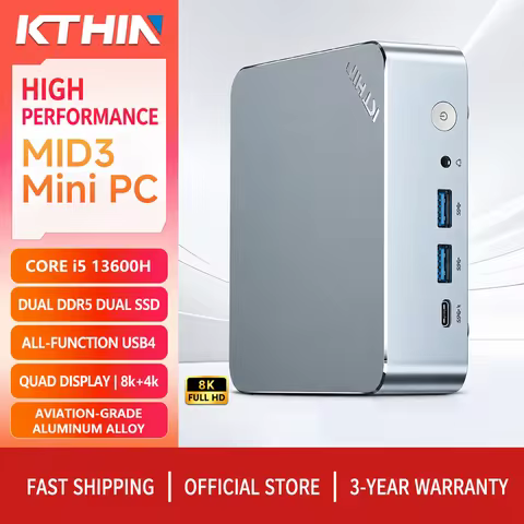 KTHIN MID3 Mini PC 13th Gen Intel i5-13600H Mini Desktop Computers Dual DDR5 SSD Fully Functional US