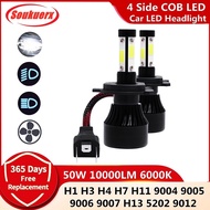2PCS X7B H4 Led Headlight H1 H3 H11 9007 HB3 H7 COB Led Canbus 50W 10000LM 6000K Car Headlamp Fog Li