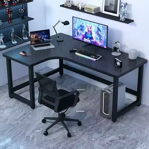 Minimalist Gaming Table L Shaped Desktop Computer Desks Bedroom Corner Gaming Desks Bookshelves Comp