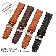 20mm 22mm Genuine Cowhide Watch Band Soft Silicone Bracelet Universal Smart Watch Bracelet Watches Accessories