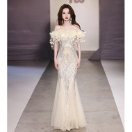 Fishtail Dress Skirt 2026 - One Shoulder Sequin Long Skirt for Annual Meetings