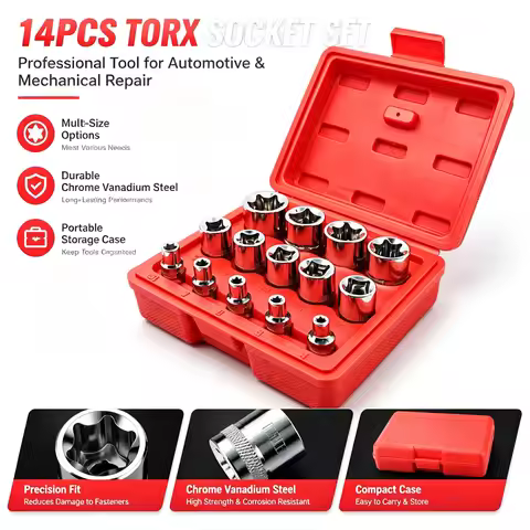 14-piece set of E4-E24 star-shaped socket set hand tools is suitable for automotive repair and disas