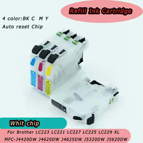 4pcs Refill Ink Cartridge with chip For Brother LC223 LC221 LC227 LC225 LC229 XL MFC-J4420DW J4620DW
