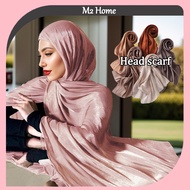 *READY STOCK*2025 Summer New Style Head Scarf Pure Color Bright Silk Scarf Malaysian Headscarf Thin 