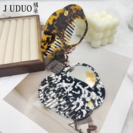 Orange Blossom Versatile Korean Style Leopard Print Mirror Comb Multi-Functional Mirror Comb Anti-St