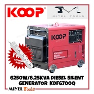 KOOP 6250W/6.25KVA Diesel Silent Generator KDF6700Q 186 FA | GF3-6.25kVA w/ FREE Extension Socket