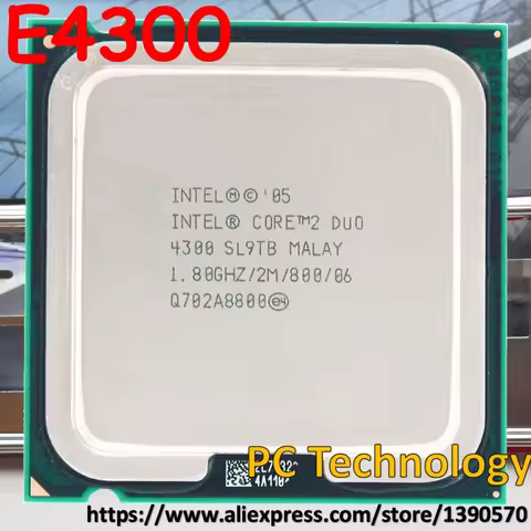 Original Intel E4300 Core 2 Duo cpu processor SL9TB 1.8GHz,2M,800MHz,775pin,65nm free shipping (Deli