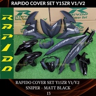 RAPIDO COVER SET Y15ZR V1/V2 SNIPER BLACK (STICKER TANAM/AIRBRUSH) COVERSET