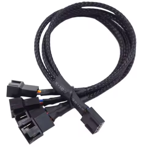 4Pin 1 to 4 Ways PWM Fan Splitter Cable Black Sleeved Fan Power Extension Cable 4Pin Female to 4X 4P