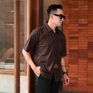 KEMEJA %_% READY AFTERLIFE - Origin Pique Basic Short Sleeve Shirt - Coffee Qz7