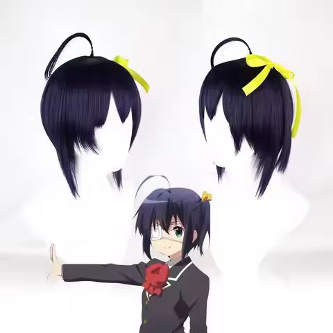 HAIRJOY Synthetic Hair Wig Takanashi Rikka Cosplay Wig Short Blue Purple Cosplays Wig Heat Resistant