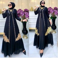 Gamis Abaya Turkey Jersey Mix Ceruty Model Rompi 77 Dzk