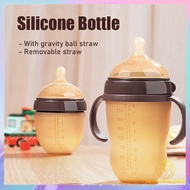 Nano Silver Silicone Feeding Bottle Baby Milk Bottle Botol Susu Wide Neck Botol With Handle BPA Free