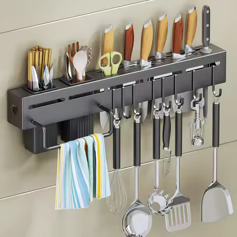 Kitchen Spice Storage Knives Holder Knife Stand Spice Rack Organizer Knives Holder Spoon and Chopsti