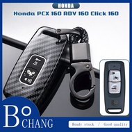 For Honda PCX 160  ADV 160  Click 160 PCX160  Remote Key Case Cover Carbon Fiber Keychain