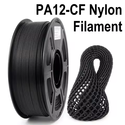 PA12-CF Nylon Filament 1.75mm Black 0.25kg, Low Moisture Sensitivity PA12-CF Carbon Fiber Nylon 1.75