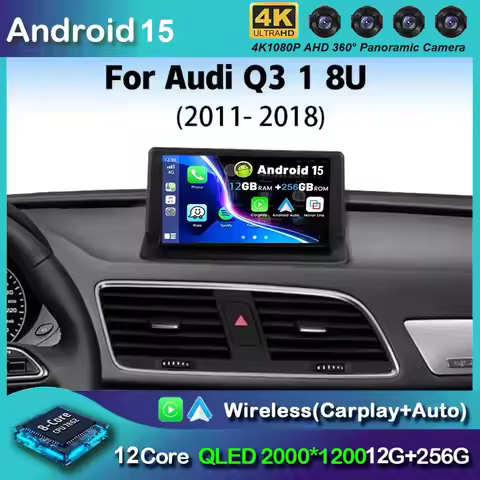 Android 15 For Audi Q3 1 8U 2011 - 2018 2K QLED Android Car Radio Multimedia Video Player GPS Stereo