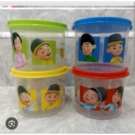 Tupperware Upin Ipin Cutie Canister 1Pc Retail compact canister 550ml plastic snack jar cute beautif