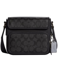 Coach Sullivan Flap Crossbody Bag In Signature Canvas in Black/ Charcoal C9870