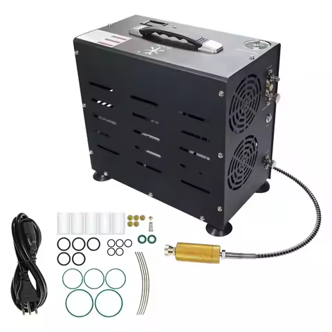 TUXING 4500Psi 300Bar 800W Dual-Cylinder PCP Air Compressor High Pressure Compressor Auto Stop Oil-f