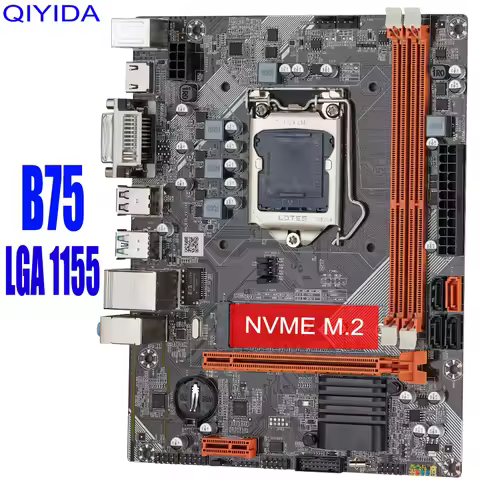 QIYIDA B75 Motherboard M-ATX For Intel LGA 1155 i3 i5 i7 E3 DDR3 16GB SATA3.0 USB3.0 PCI-E VGA HDMI 