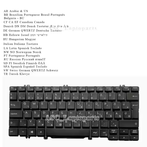 New AR BR CF ND GR LA SP HB HU PO SW RU IT Keyboard for DELL Latitude 7300 5300 5310, 5300 2 in 1, 5