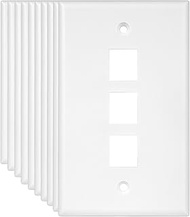 ENERLITES 3-Port Keystone RJ45 Wall Plate, Cat7 Cat6 Cat5 Compatible, for Voice/Data and Audio/Video