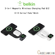 Belkin 3-in-1 Magnetic Wireless Charging Pad Premium Qi2 15w Charger Stand For iPhone/AirPods/Watch