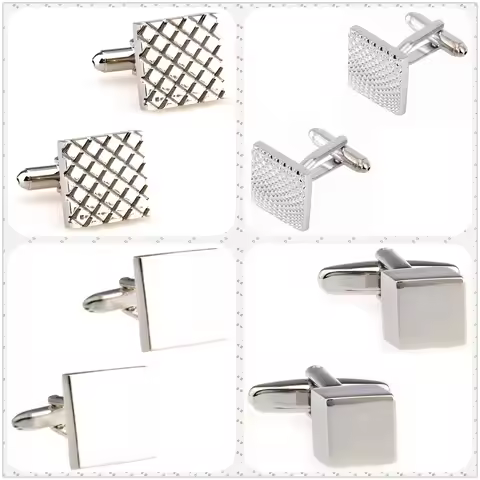 4 Styles TZG Stainless Steel Cufflinks Men Cuff Links Square 1 Pair Shipping