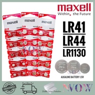 Maxell LR41 LR44 LR1130 Alkaline 1.5V Battery (100% ORIGINAL) AG13 AG3 AG10 Remote Control, Calculat